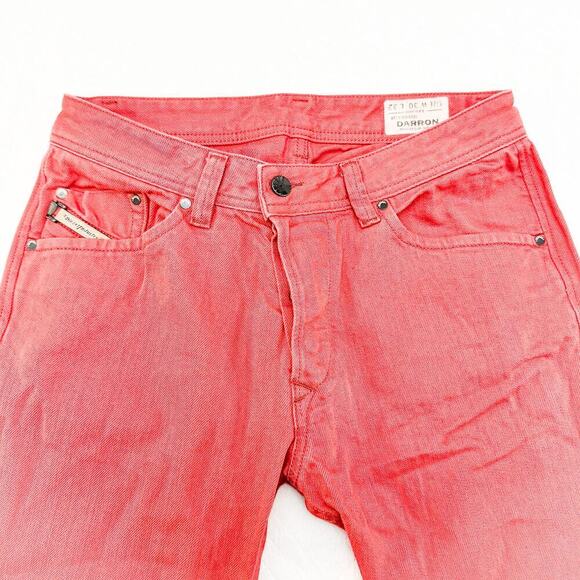 Diesel Darron Regular Slim Tapered Leg Denim Jeans Red Size 30 x 32 L - Picture 6 of 10